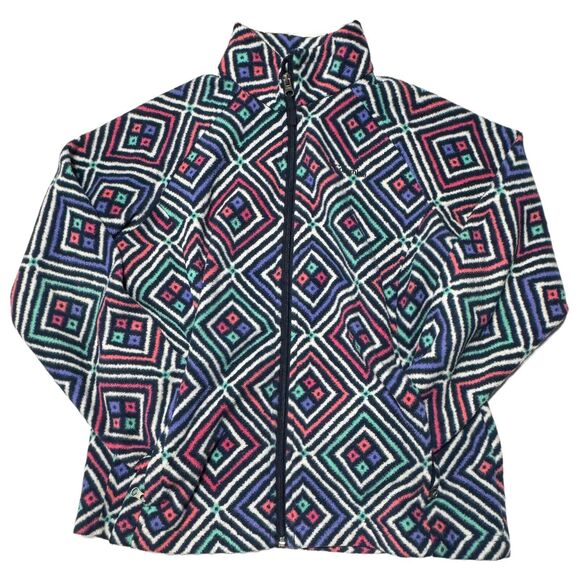 Columbia Polar Fleece Jacket Girls XL Full Zip Aztec Geometric Unique Pattern - Picture 3 of 9
